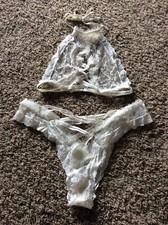 Fredericks Of Hollywood Bralette/ Panty Set XL Ivory NWOT