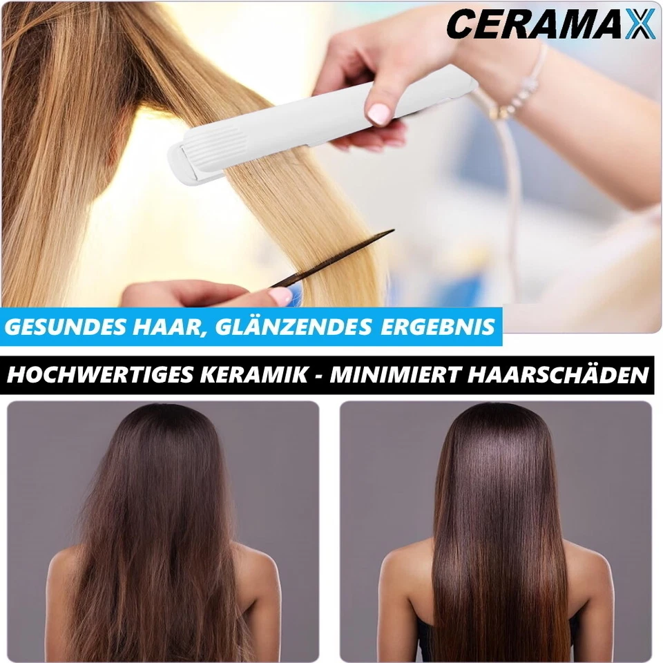 CERAMAX Mini Keramik Reise Glätteisen Lockenwickler Haarglätter Lockenstab - Bild 2 von 4