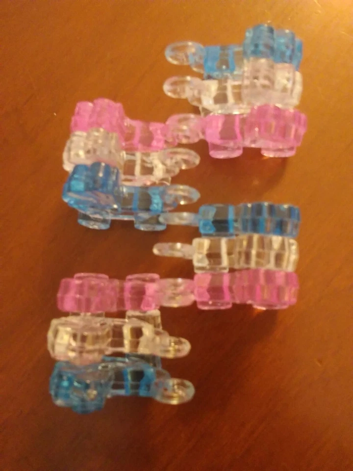 Juego de 12 (4) dijes decorativos para cochecitos planos de cada uno: rosa azul y transparente-todo ver a través Foto 2 de 4