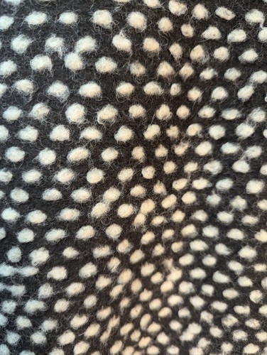 Athleta Brown White Polka Dot Quarter Zip Wool Blend Hoodie Faux Fur Cozy - Picture 5 of 13