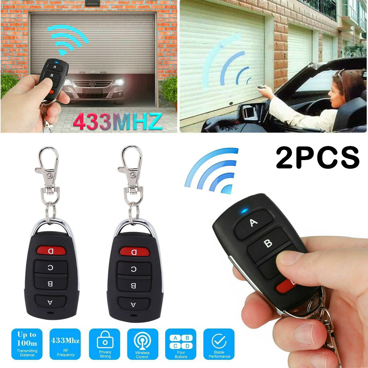 2pcs Universal Garage Door Remote 433mhz Electric Cloning Control Key Fob Opener Ebay 2pcs Universal Garage Door Remote 433mhz Electric Cloning Control Key Fob Opener Ebay