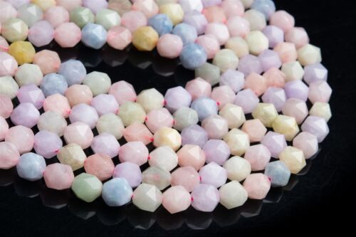 Natural Beryl Morganite Aquamarine Star Cut Faceted Grade AA Bead 5-6/7-8/9-10MM - Picture 2 of 4