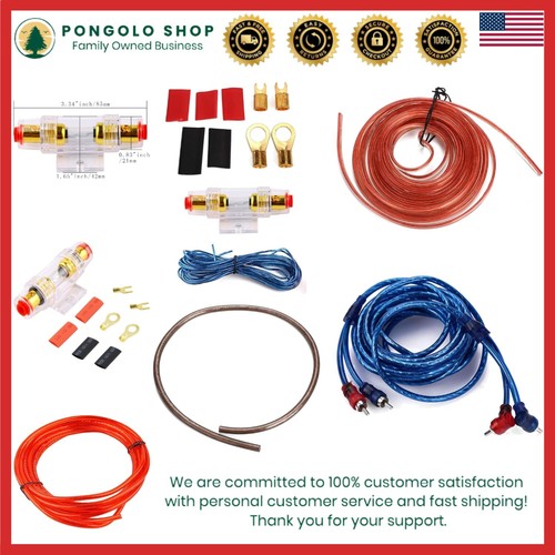 Car Audio Amplifier Wiring Kit 8GA OFC Cables Fuse Holder Remote RCA Indoor O...