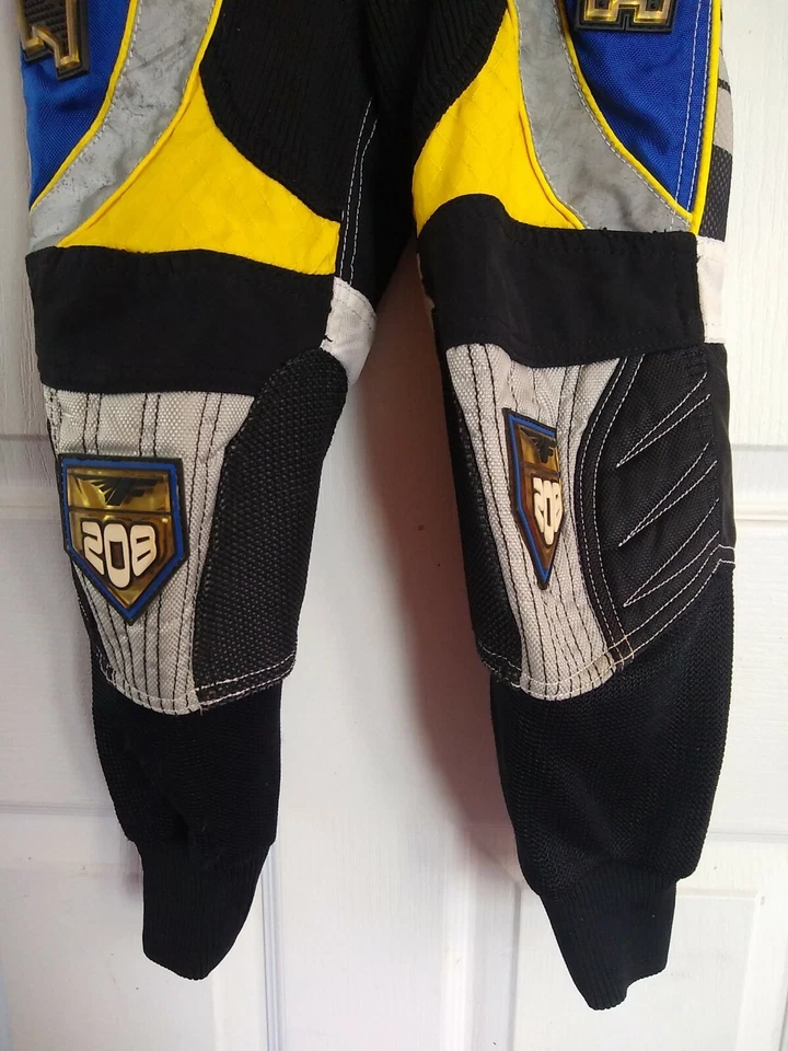 Calça de corrida Fly Racing motocross juvenil 18 amarela azul preta reflexiva ajustável - Imagem 3 de 4