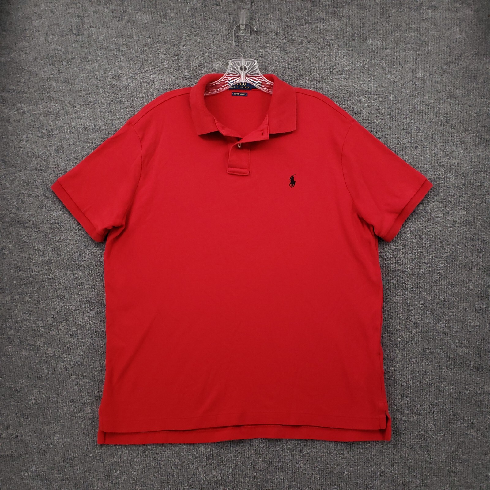 Polo Ralph Lauren camicia uomo L grande rossa personalizzata slim fit manica corta golf pony