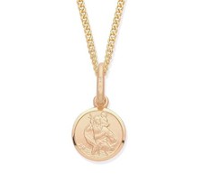 9ct Yellow Gold St Christopher Pendant / Necklace + 18 inch Chain - 16mm x 8mm