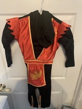 Phoenix Shadow Ninjas Warrior Costume Child Sz M 7-8 Black Red 1 Piece Jumpsuit
