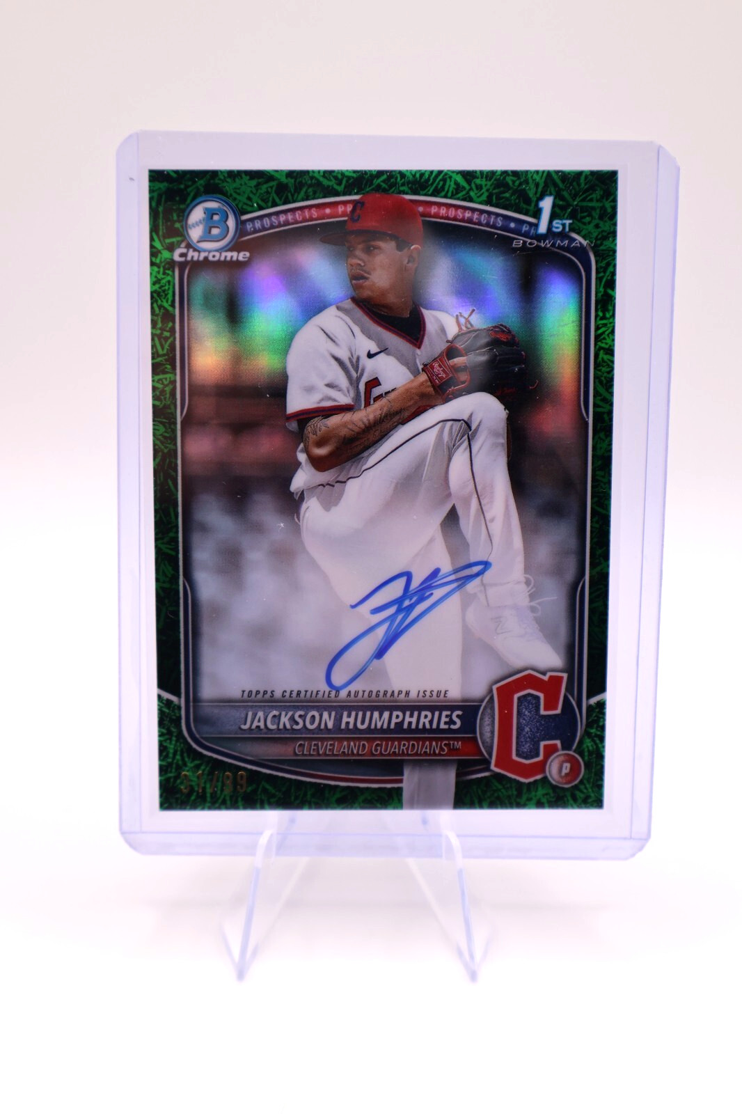 2025 Bowman Chrome 1st Jackson Humphries Green Grass Auto /99 Guardians RC