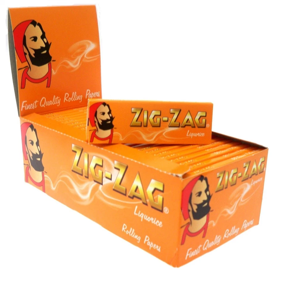 Full Box of 50 Booklets Zig Zag Liquorice Cigarette Rolling Paper Free P & P