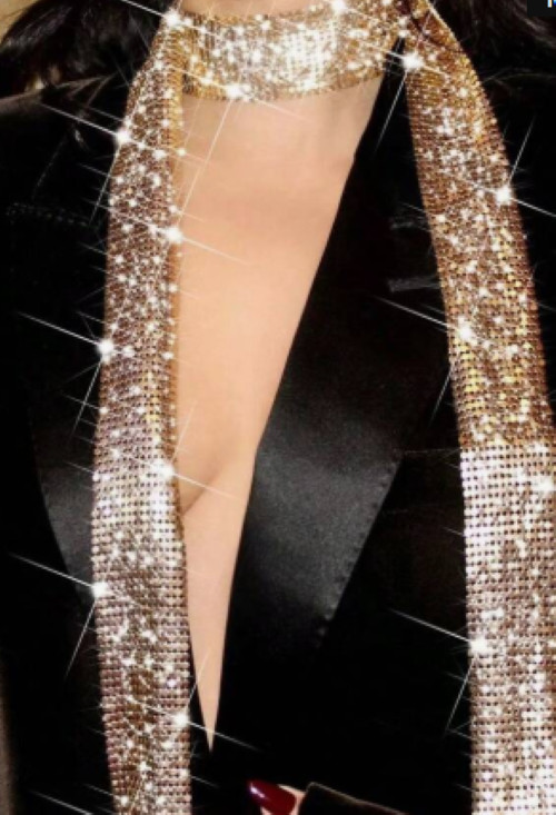 Shiny Thin Gold Scarf Metallic Sparkle Mesh Fringed Nightlife Wrap