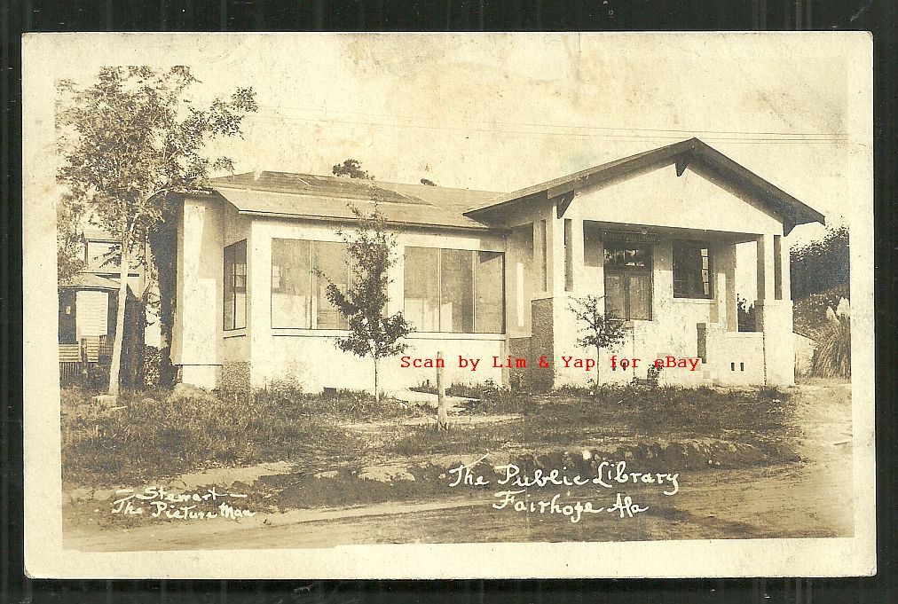 Fairhope rppc Public Library Stewart The Picture Man AL Alabama ca 1919