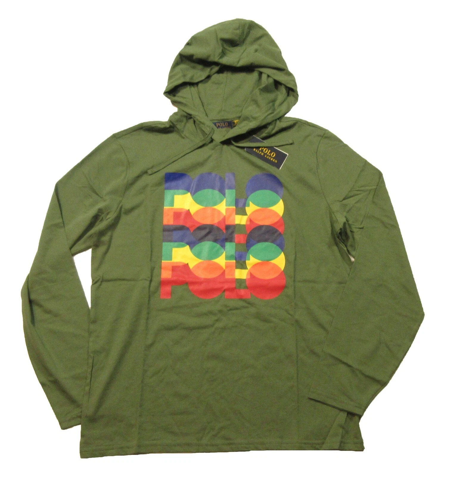 Polo Ralph Lauren Men's Green Stacked Logo Graphic Print Hooded T-Shirt