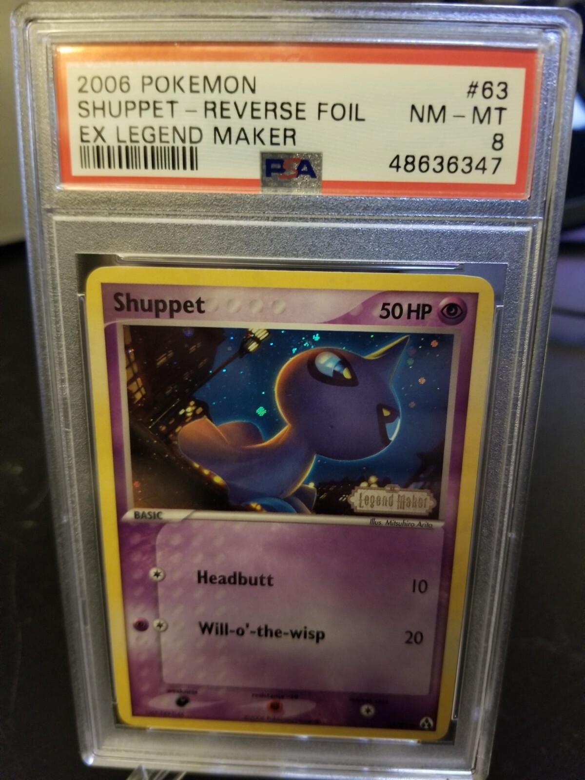 2006 Pokemon EX Legend Maker Shuppet Reverse Foil 63/92 PSA 8