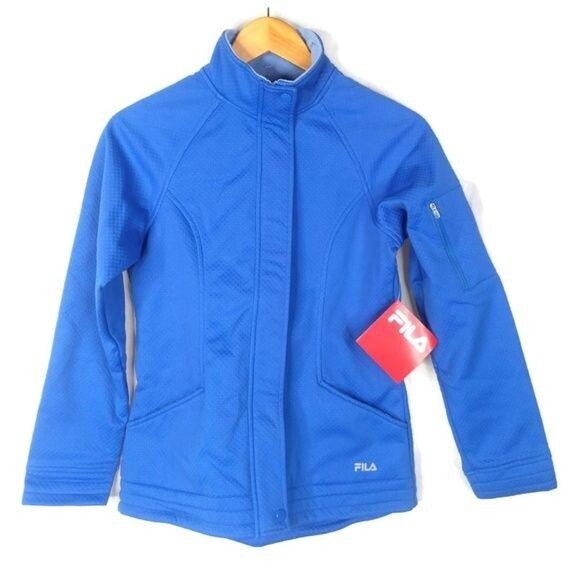 Giacca Fila Track donna XS blu slim fit zip davanti foderata in pile nuova