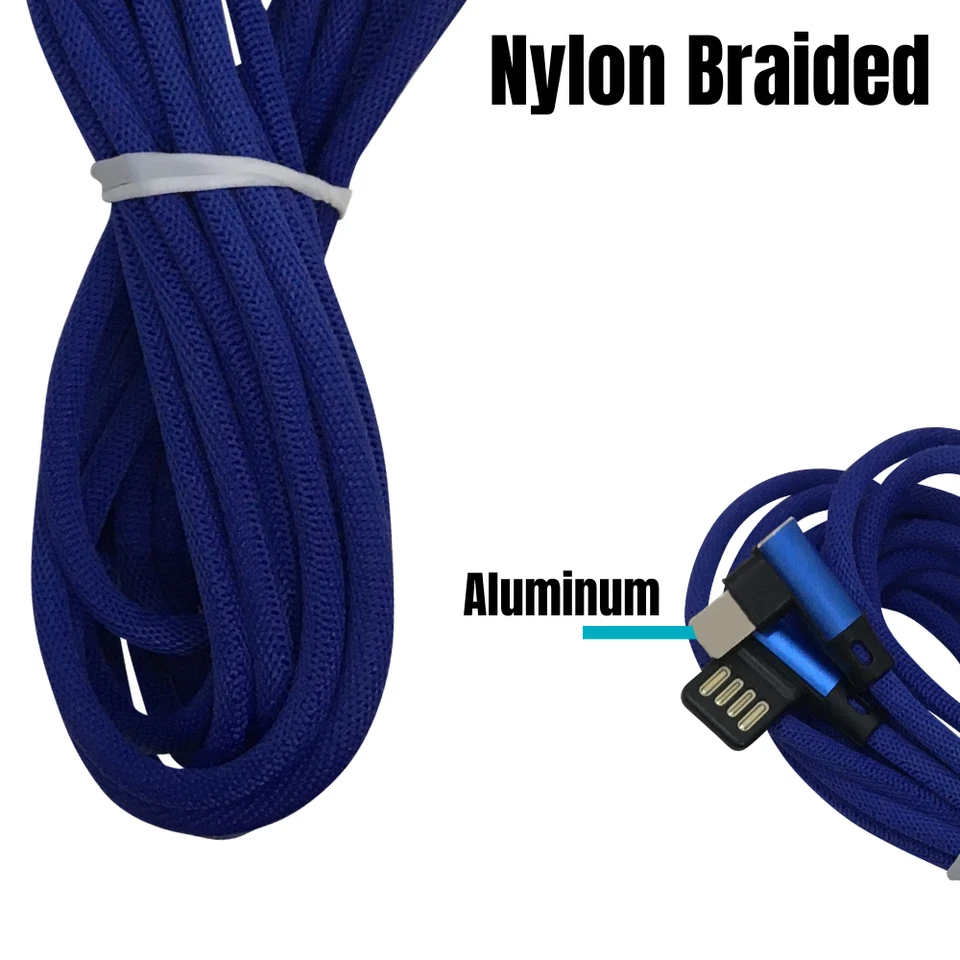 3 Pack 3/6/10Ft 90 Degree Angle Charger USB Charging Cable For iPhone 13 12 11 8 - Image 2 of 4