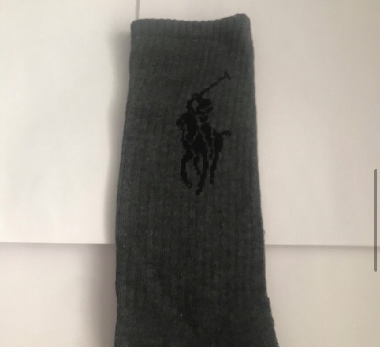 Nuova polo uomo Ralph Lauren calze sportive classiche grigie grandi nere pony