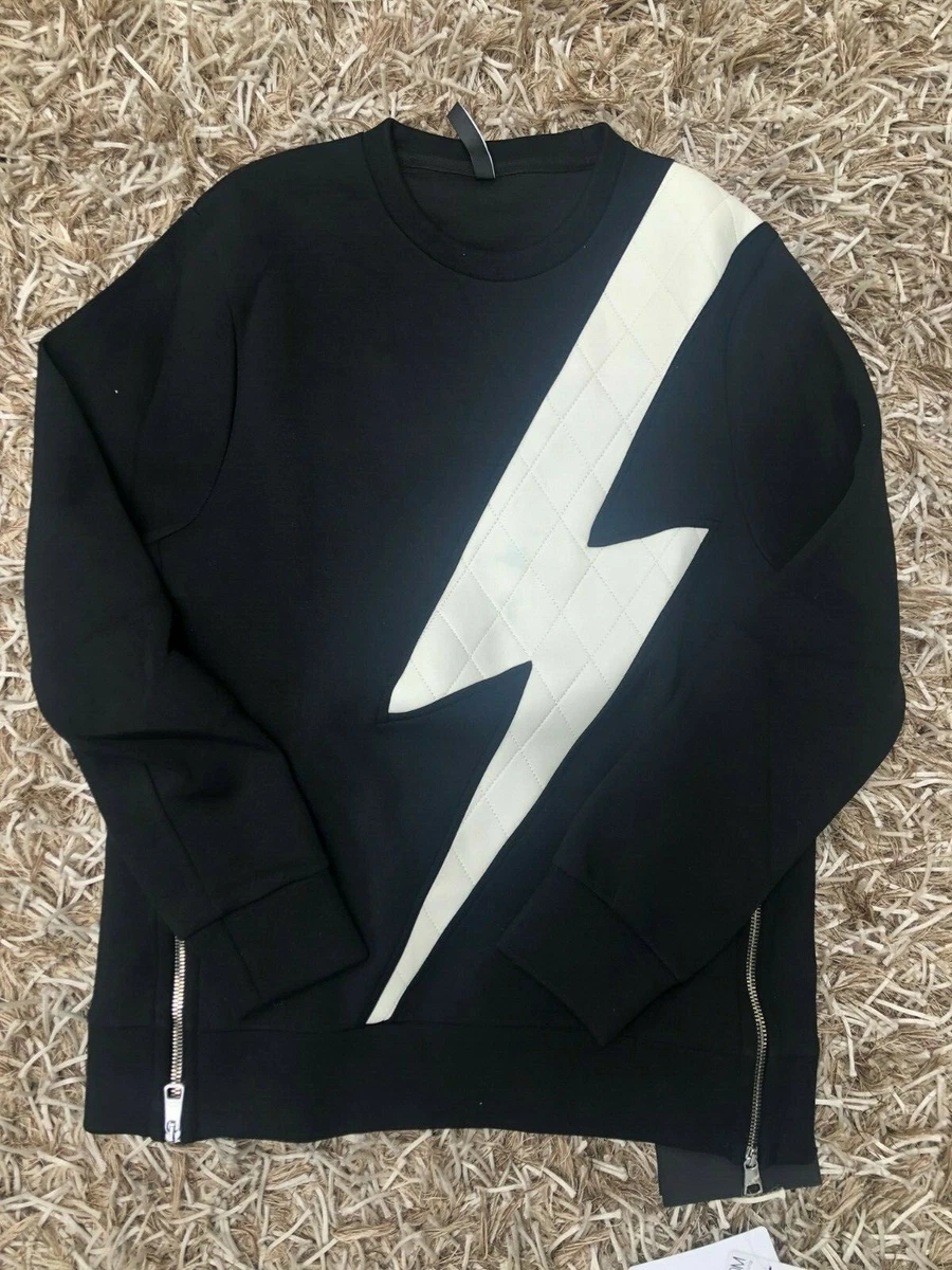Neil Barrett Bolt Faux Neoprene Sweatshirt Size XS Brand New