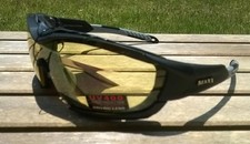 Maxx HD Motorcycle sunglasses Black yellow lens foam 2.0 padding ATV C3