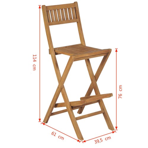 Klappbare Garten-Barhocker 2 Stk. Massivholz Teak - Bild 10 von 10