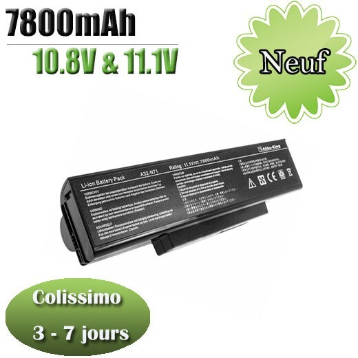 Batterie 10.8V 7800mAh pour ordinateur ASUS A32-K72 et N71 noire