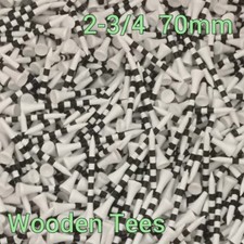 100 ps Real Wooden Tees New White Black Golf Natural Long Length Tee 2-3/4" 70mm