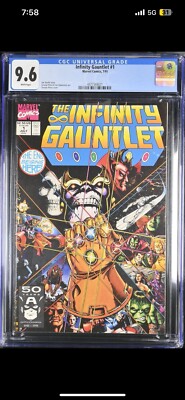 CGC 9.6 The Infinity Gauntlet #1 1991  WHITE PAGES!!! TRENDING!