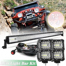 For Jeep Wrangler Jk 07-18 Front Upper Roof 52 Led Light Bar Combo4 Pods Kit