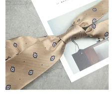 New Classic Polka Dot Brown White JACQUARD WOVEN 100% Silk Men's Necktie Tie