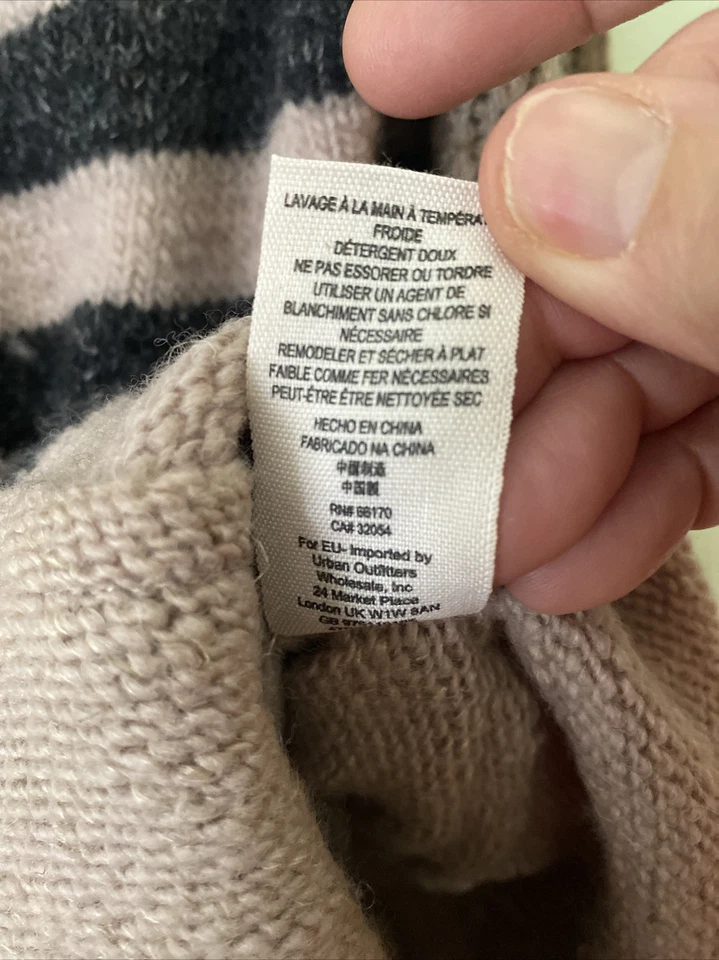 Suéter Cárdigan Free People Mezcla Lana/Lino Tostado y Negro Rayas M Foto 4 de 4