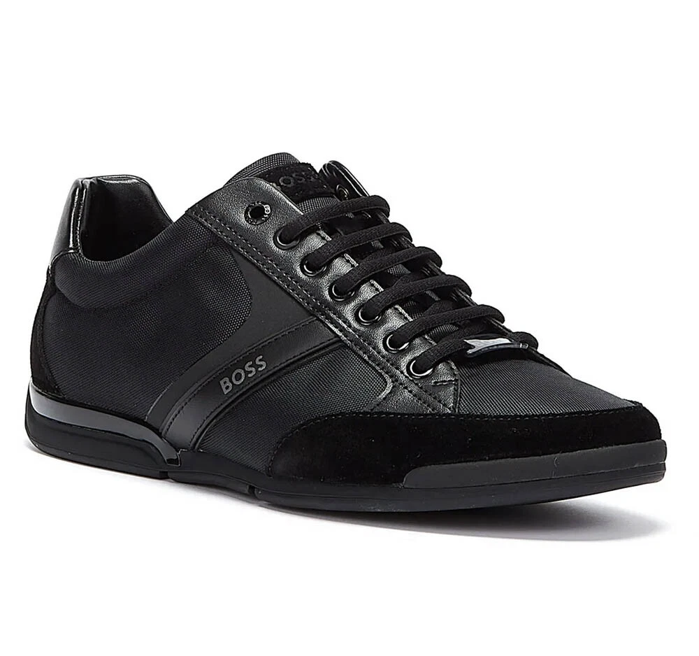 Boss Mens Trainers Saturn Low Mixed Material Lace Up Trainer Black | eBay