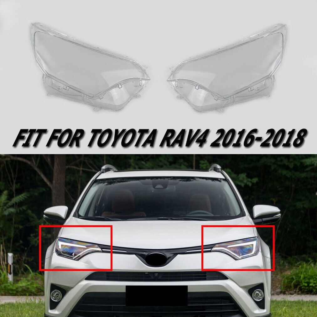 Pair Set Transparent Headlight Lens Cover Shell for Toyota RAV4 2016 ...