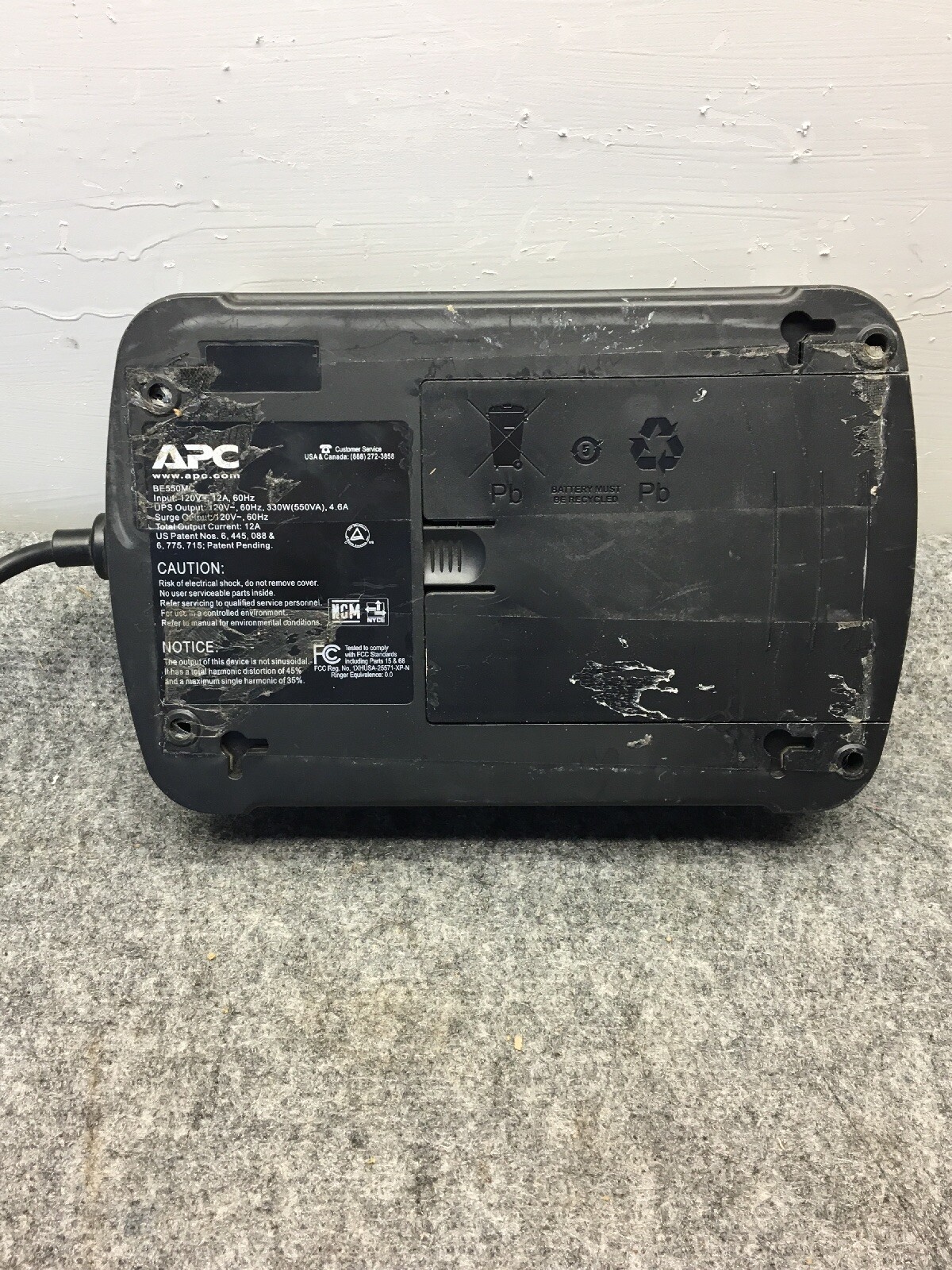 APC BACK-UPS ES 550 BE550G 8-OUTLET BATTERY BACK UP SURGE PROTECTOR NO BATTERY