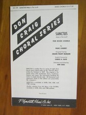 Sanctus Holy Is The Lord Schubert ed Don Craig Plymouth Music DC109 1957 SATB