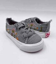 Blowfish Malibu Kid's PlayField Fog Gray Flower Print Smoked Canvas Size 6 Shoes