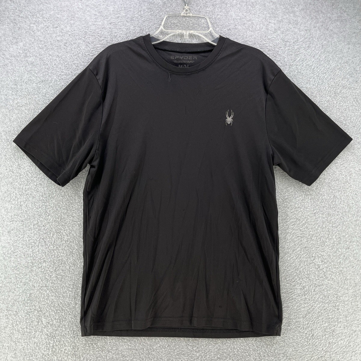 Spyder Mens T Shirt Medium M Active Gym Workout Black Short Sleeve
