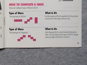 KLAX Manual - no game .... NES Nintendo