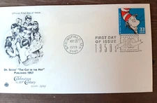 DOCTOR SEUSS THE CAT IN THE HAT 1950s DECADE CTC PCS CACHET 1999 FDC UNADDR