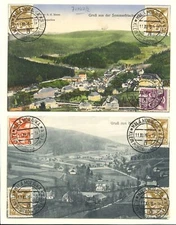 CZECHOSLOVAKIA 1926 2 x PPC -STAMP FRONT-NOT MAILED --F/VF @9