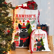 Scottish Terrier Christmas Sack Personalised Dog Santa Bag Puppy Stocking CDS76Z