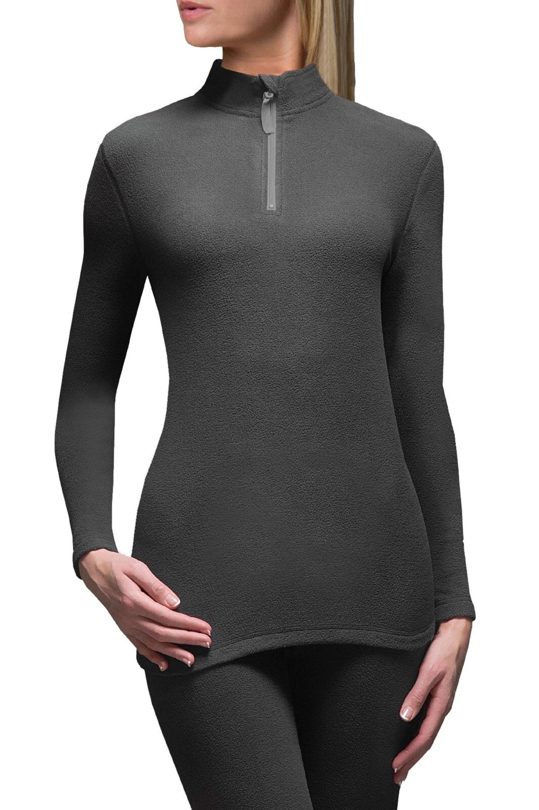 Women's Base Layer Microfleece Long Sleeved Top in Black - SOCKSHOP Heat Holders