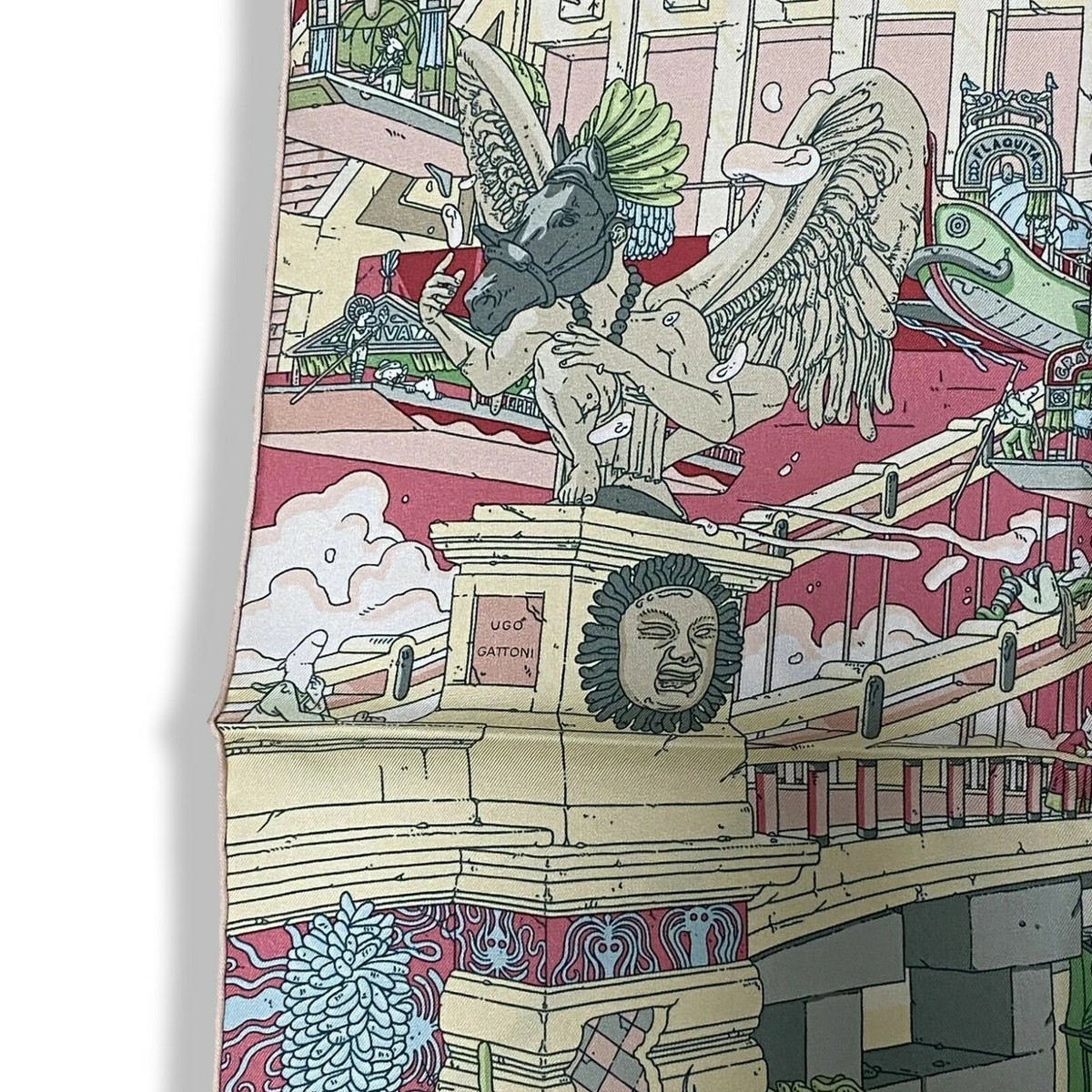 Hermes Vert/Blanc/Rose LA LEGENDE DU CHEVAL A PLUMES by Gattoni