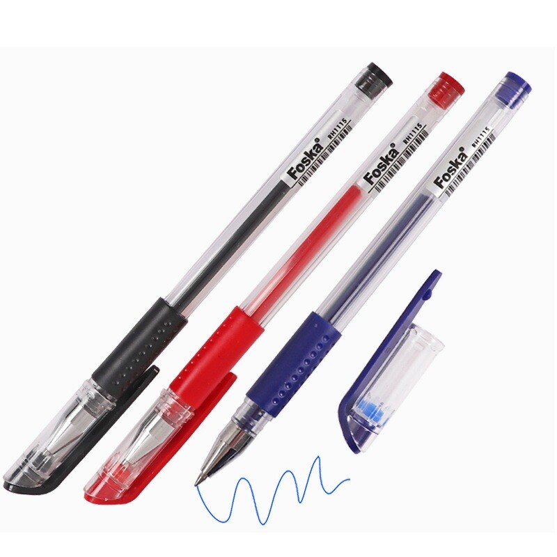 Pack of 12 Rubber Grip Red Gel Pens 0.5mm - Office