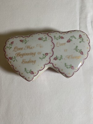 Trinket Dish Double Heart Love Has No Beginning Or Ending, Love Is Always