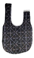 Quilted Japanese Knot Bag Art Theory 11 X 10" 8" Handel Drop Lined Handmade