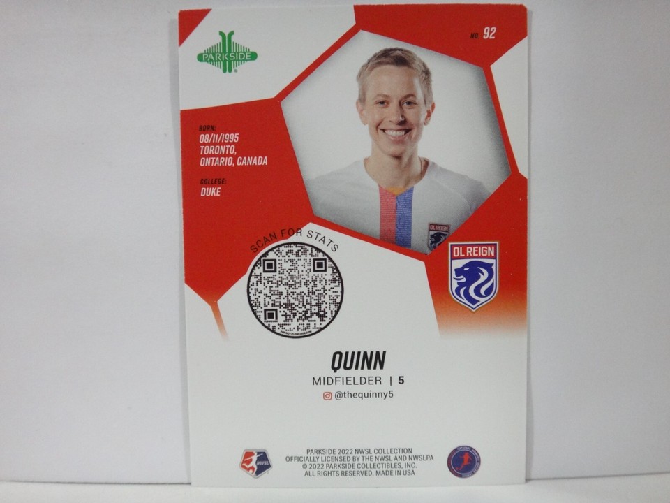 2022 Parkside NWSL Collection #92 Quinn OL Reign Soccer Card | eBay