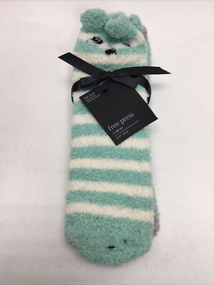 Free Press Patterned Micro Crew Fuzzy Socks, 2 Pack, Blue Glass Heather Fox, O/S