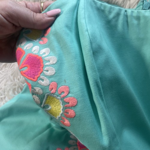 Vineyard Vines Caribbean Floral Embroidered Strapless Turquoise Form Fit Dress 8 - Picture 11 of 12