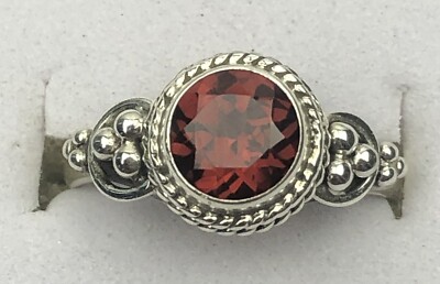 Garnet And 925 Sterling Silver Artisan Crafted Ring Size 5