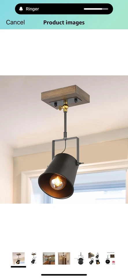 2 focos de techo cardán luz de oruga de madera negra/pino LNC nuevos fuera de caja Foto 3 de 4