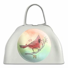 Cardinal Watercolor Northeastern Bird White Cowbell Cow Bell Instrument